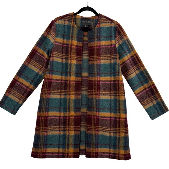 Rachel Zoe Jackets & Blazers - Rachel Zoe Wool Blend Retro Plaid Open Coat Shacket Medium Heritage Cabincore